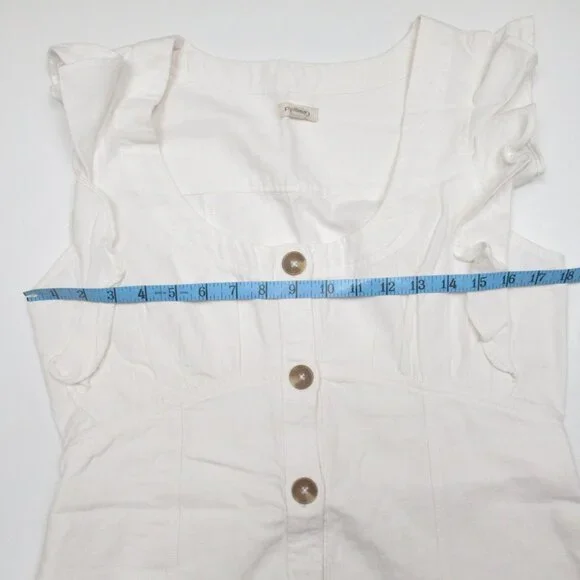 NWOT Anthropologie Pilcro Scoop-Neck Ruffle-Sleeve Buttondown Dress White Sz 10 - Picture 7 of 11